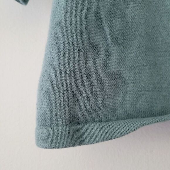 Ann Taylor Blue Cotton Blend Sweater Pointelle Yoke Large Petite - Picture 6 of 9